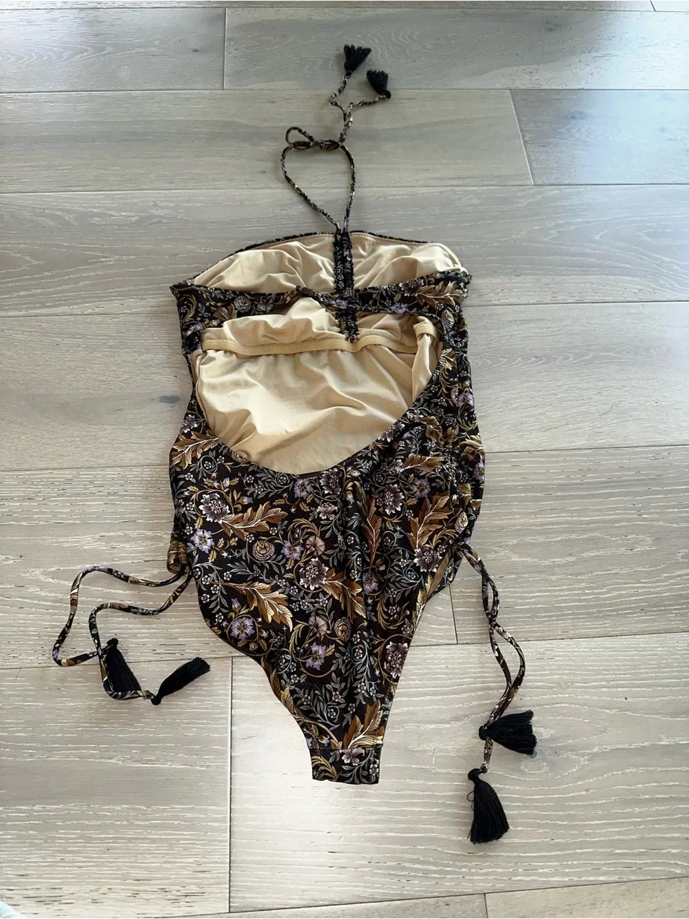 Spell & The Gypsy Oasis Ruched One-Piece Swimsuit in Nightshade Sz Large